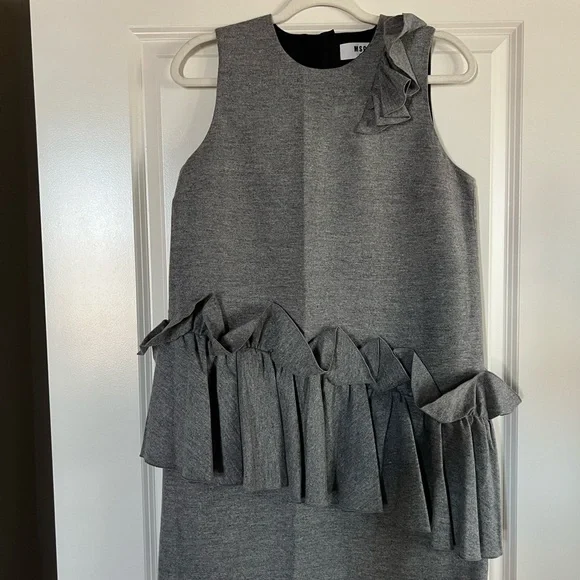 MSGM - RUFFLED WOOL-FLEECE MINI DRESS